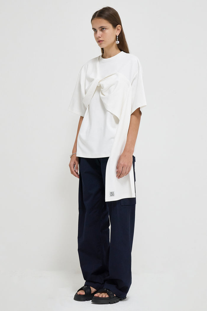 Goen.j Twisted-front Draped Cotton-jersey Top WHITE