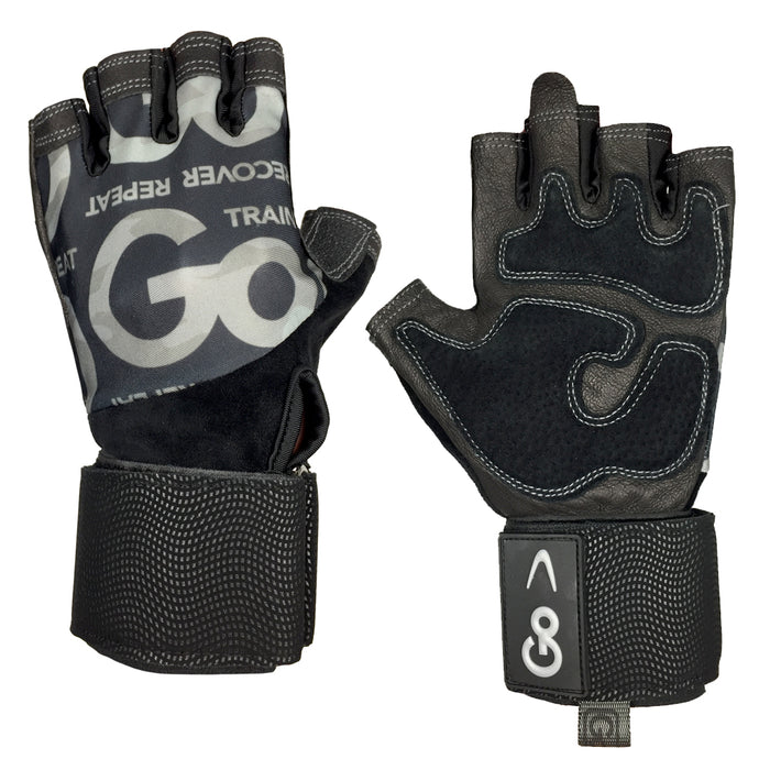 gofit Premium Leather Elite Trainer Wrist Wrap Gloves