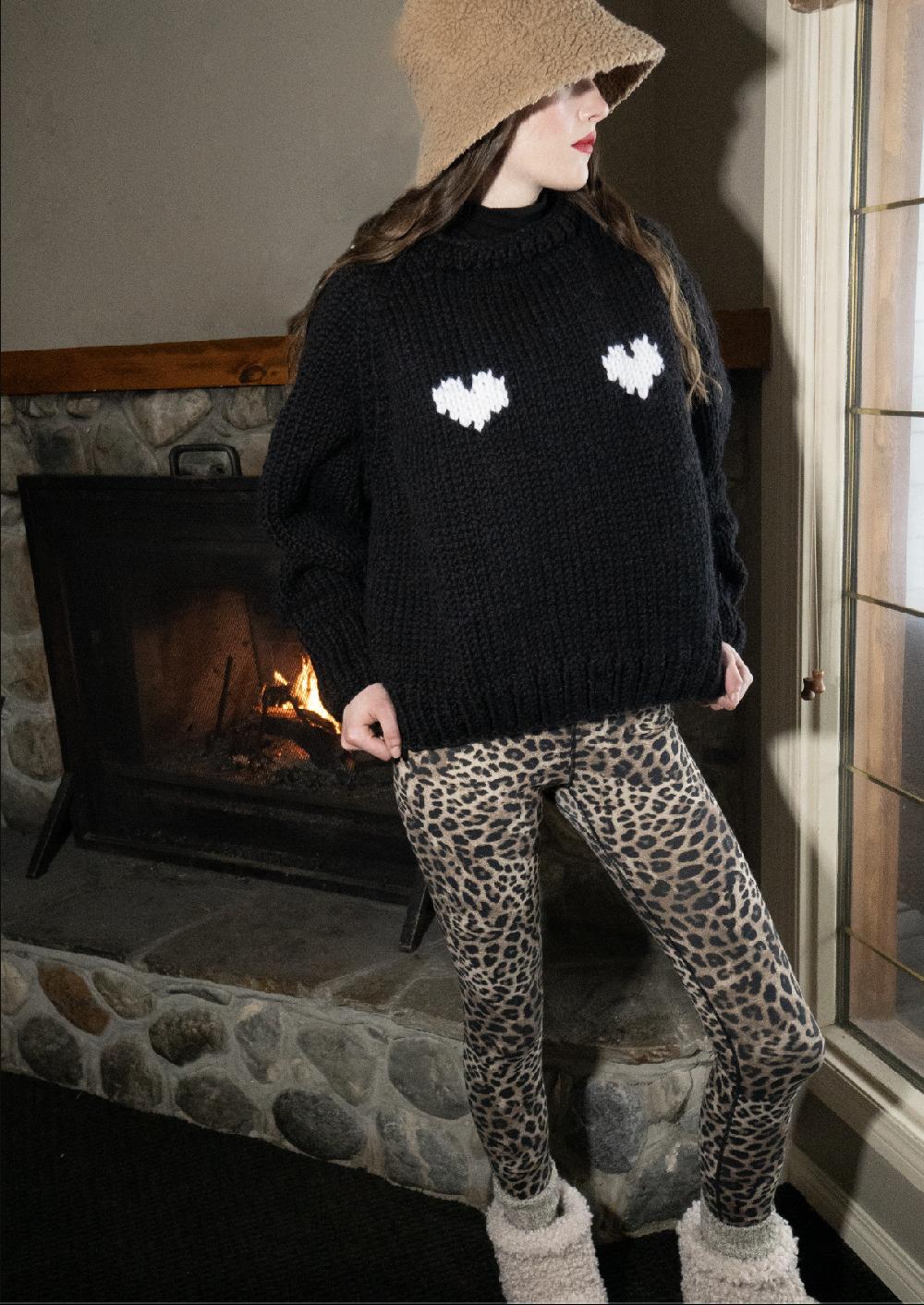 gogo 2 Hearts Slouchy Pullover Jet/Snow