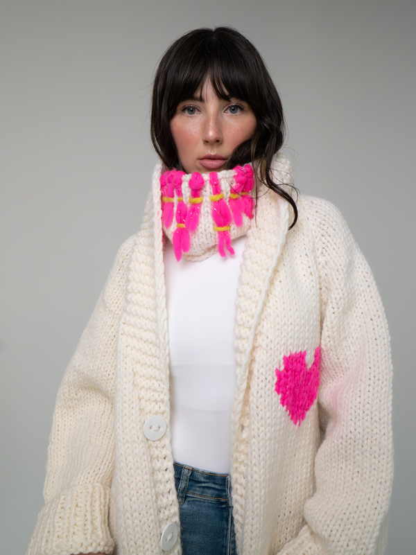 Gogo Heart Jacket Snow/Hot Pink