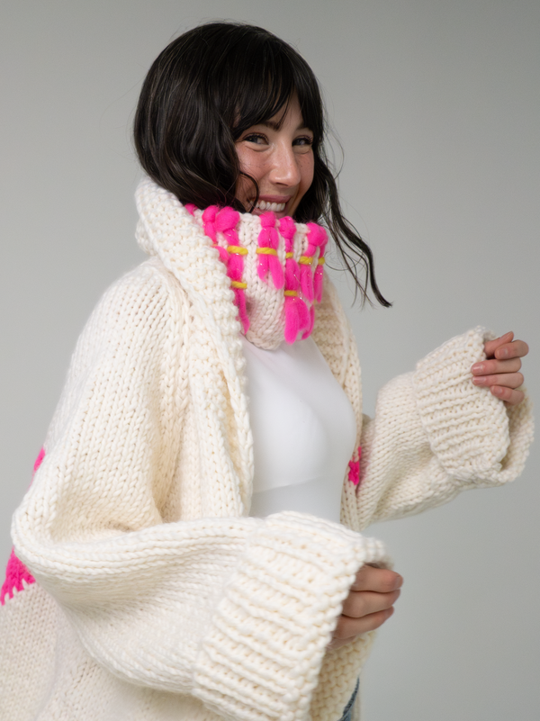 Gogo Heart Jacket Snow/Hot Pink