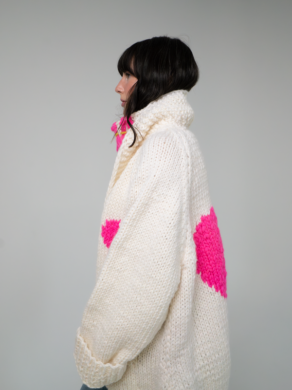 Gogo Heart Jacket Snow/Hot Pink