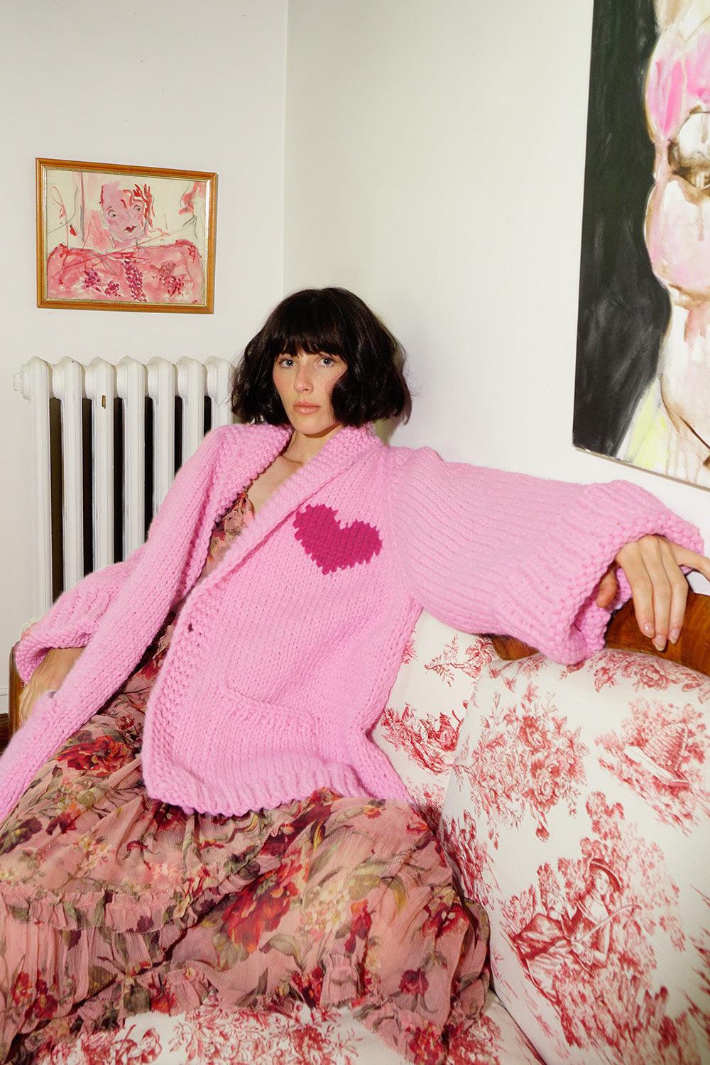 gogo Heart Jacket Snow/Hot Pink