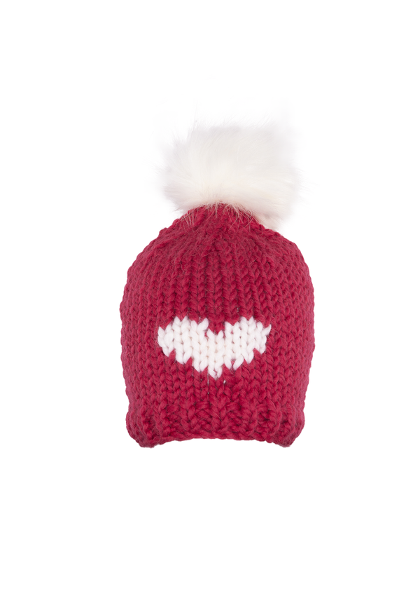 Gogo HEART Toque With Removable POM Pine