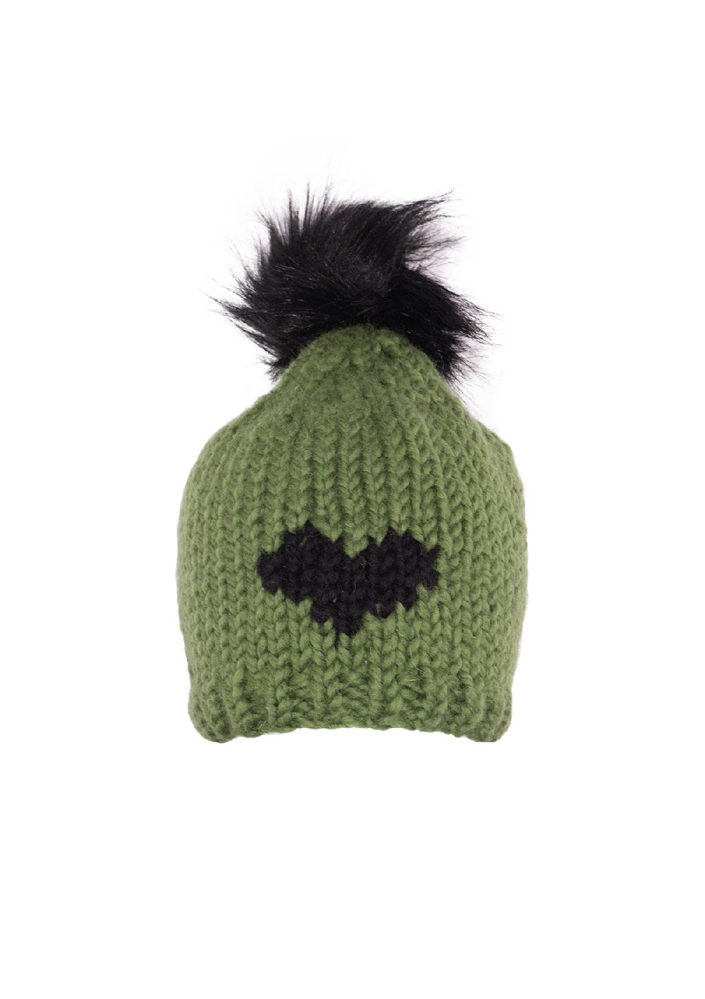 gogo HEART Toque with Removable POM Pine