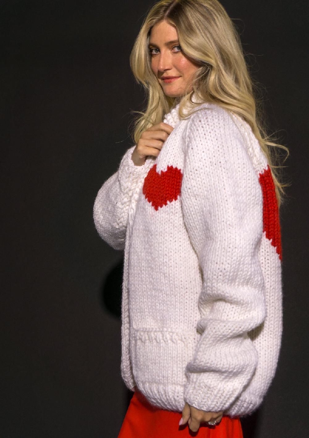 gogo Long Heart Cardi - Snow/Fiery