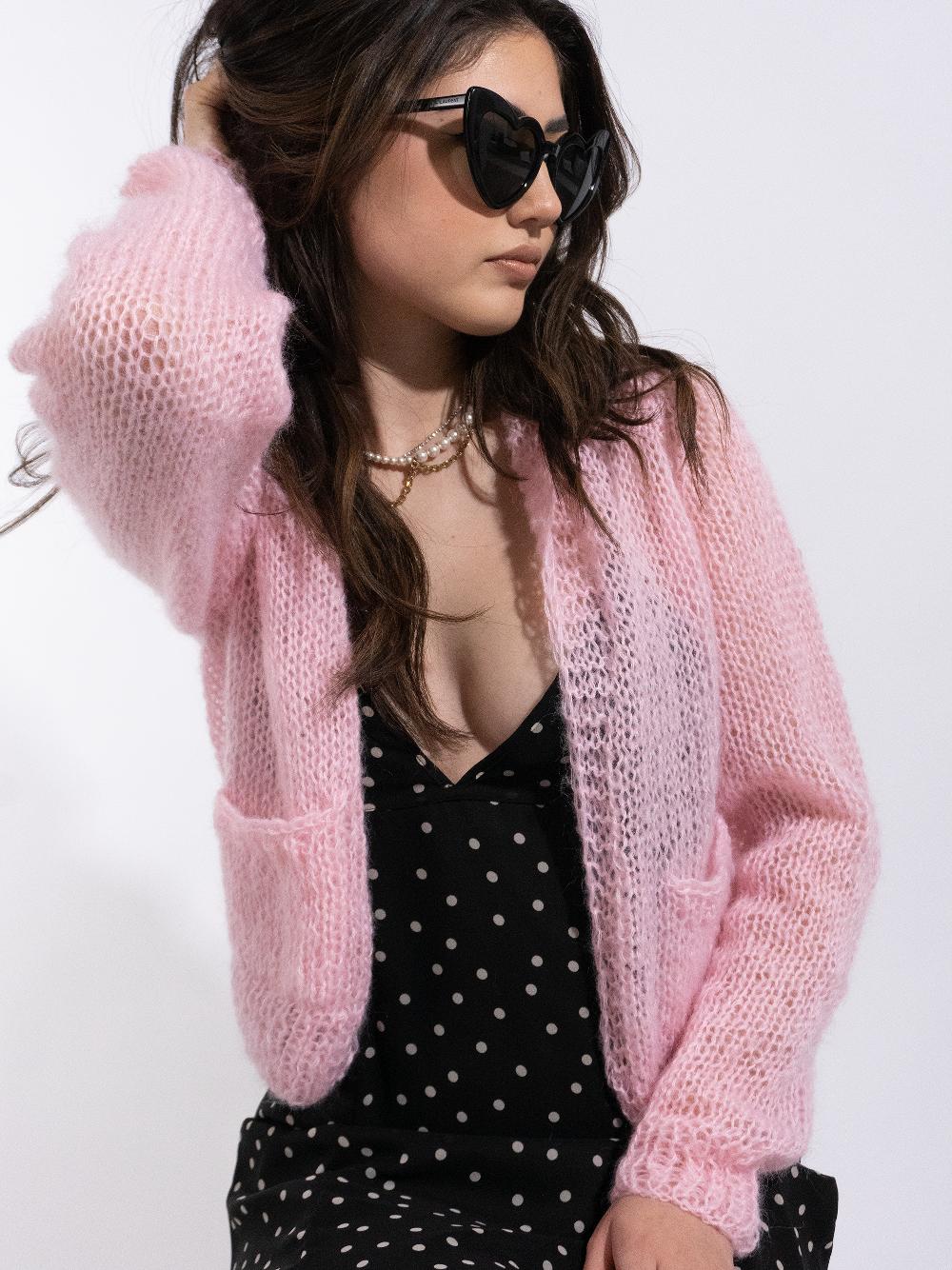 gogo Mohair Cardi Candy Pink
