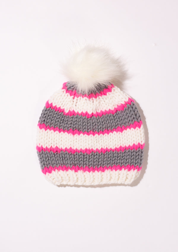 Gogo Striped Toque With Removable Pom Jet