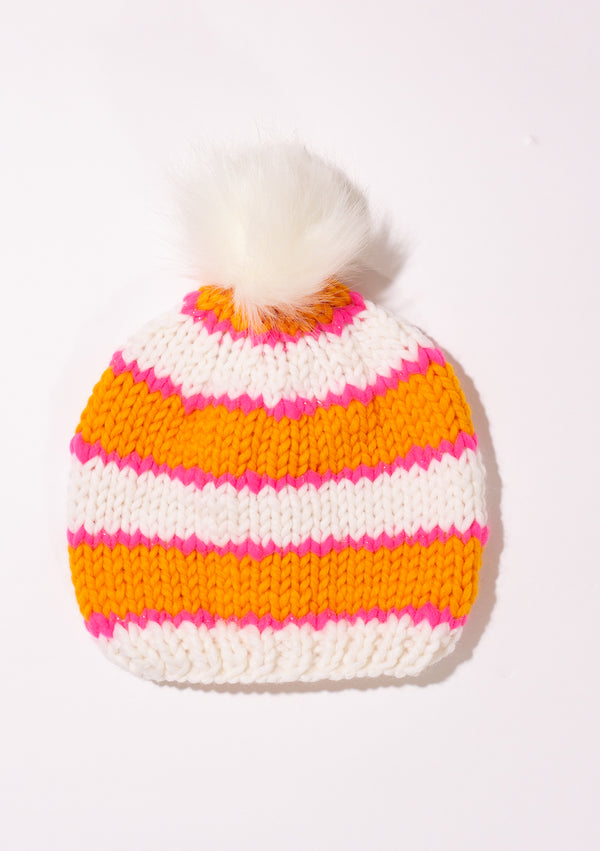 Gogo Striped Toque With Removable Pom Jet