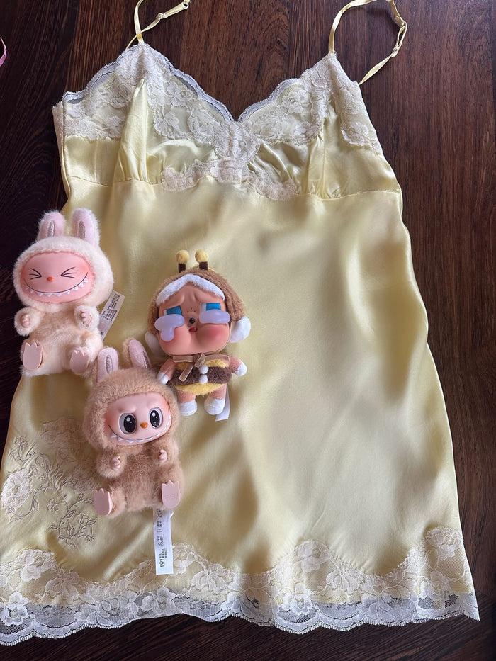 Gold Hawk Crossed Lace Applique Lace Chemise - Sunshine