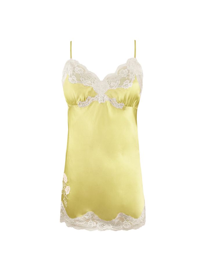 Gold Hawk Crossed Lace Applique Lace Chemise - Sunshine