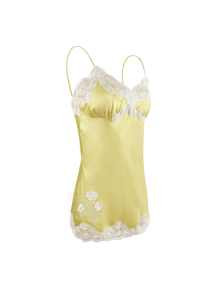 gold hawk Crossed Lace Applique Lace Chemise - Sunshine