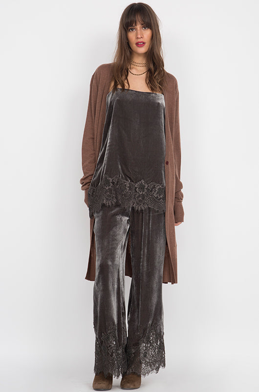 Gold Hawk Anastasia Lace Velvet Pants Dark Olive