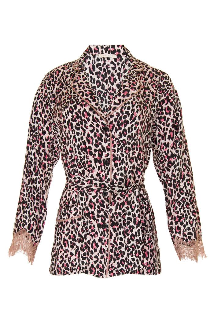 Gold Hawk Animal Print PJ Silk Shirt
