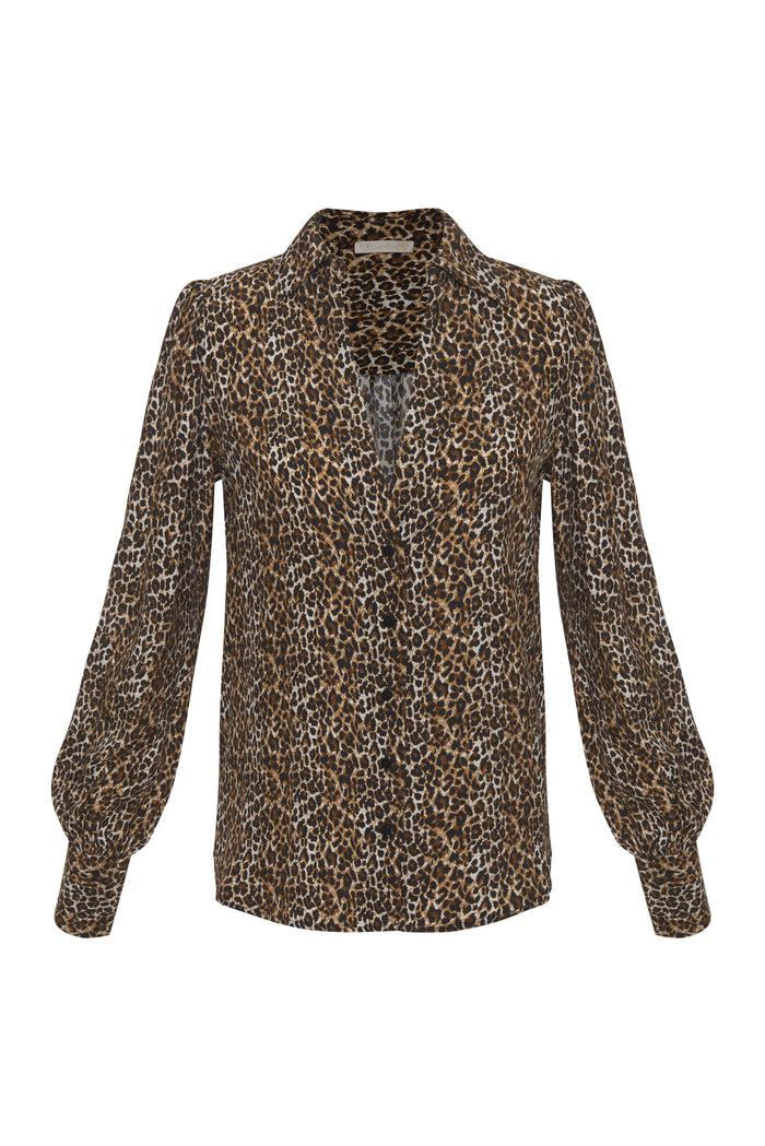 gold hawk Ava Leopard Glam Shirt Fall Camel