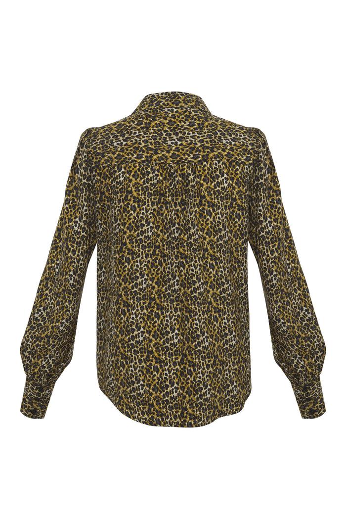 Gold Hawk Ava Leopard Glam Shirt Olive Oil