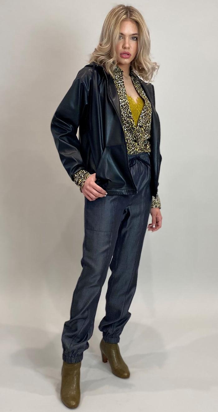 Gold Hawk Ava Leopard Glam Shirt Olive Oil