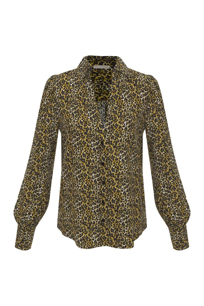 gold hawk Ava Leopard Glam Shirt Olive Oil