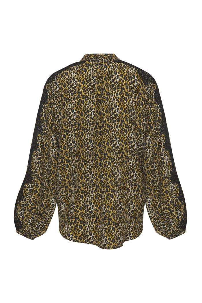 Gold Hawk Ava Leopard Henley Top Olive Oil