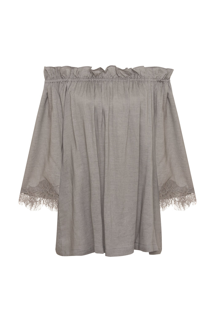 Gold Hawk Blended Linen Ruffle Top