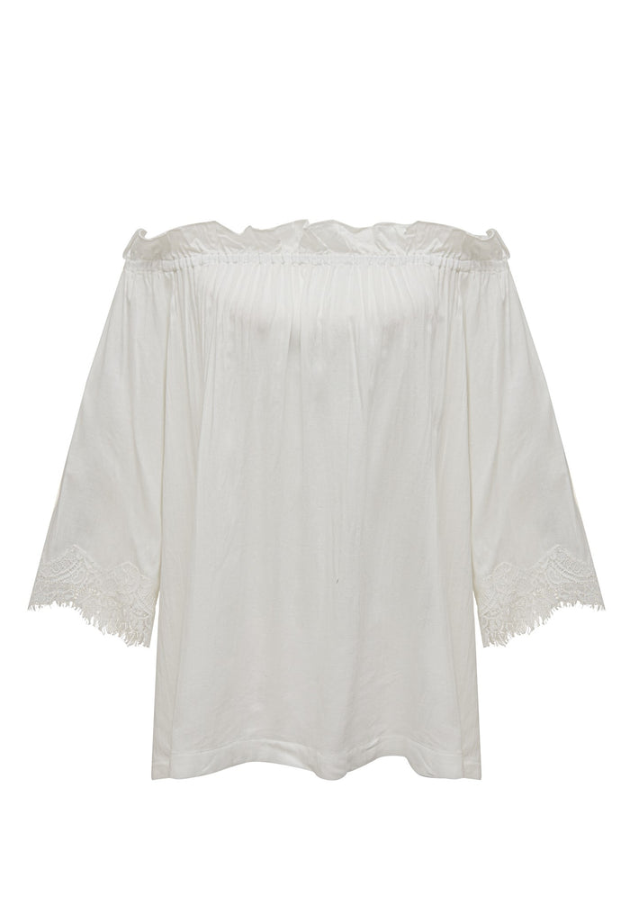 gold hawk Blended Linen Ruffle Top
