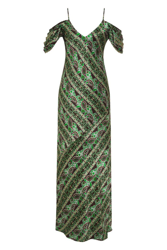 gold hawk Capri Noa Long Slip Dress Dark Chocolate