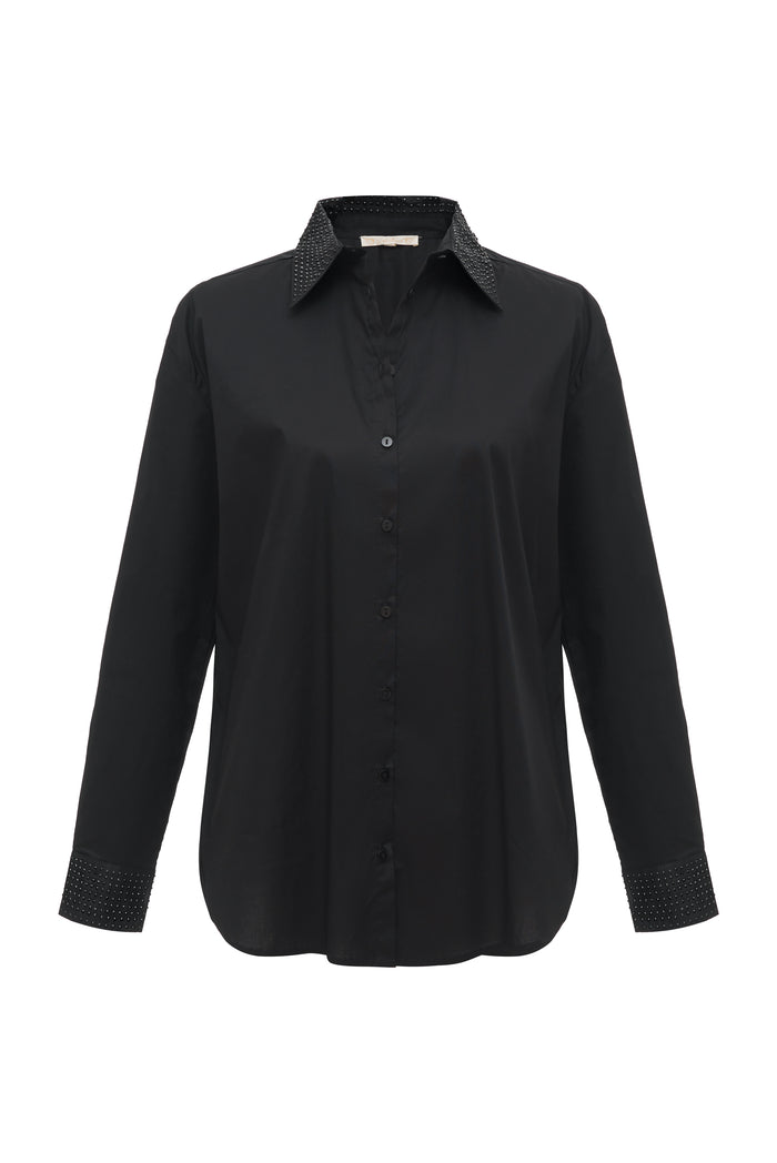 gold hawk Classic Studded Shirt Black