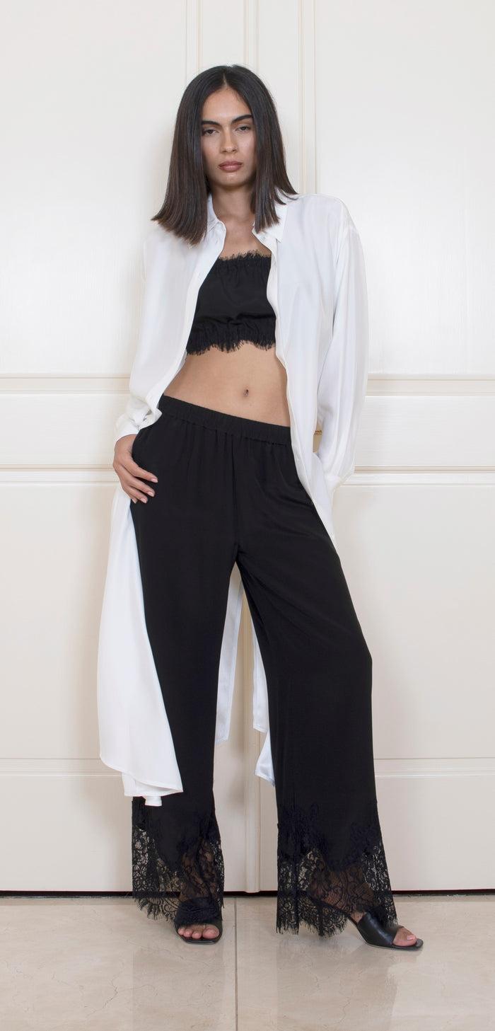 Gold Hawk Claudette Lace Silk Pants Black