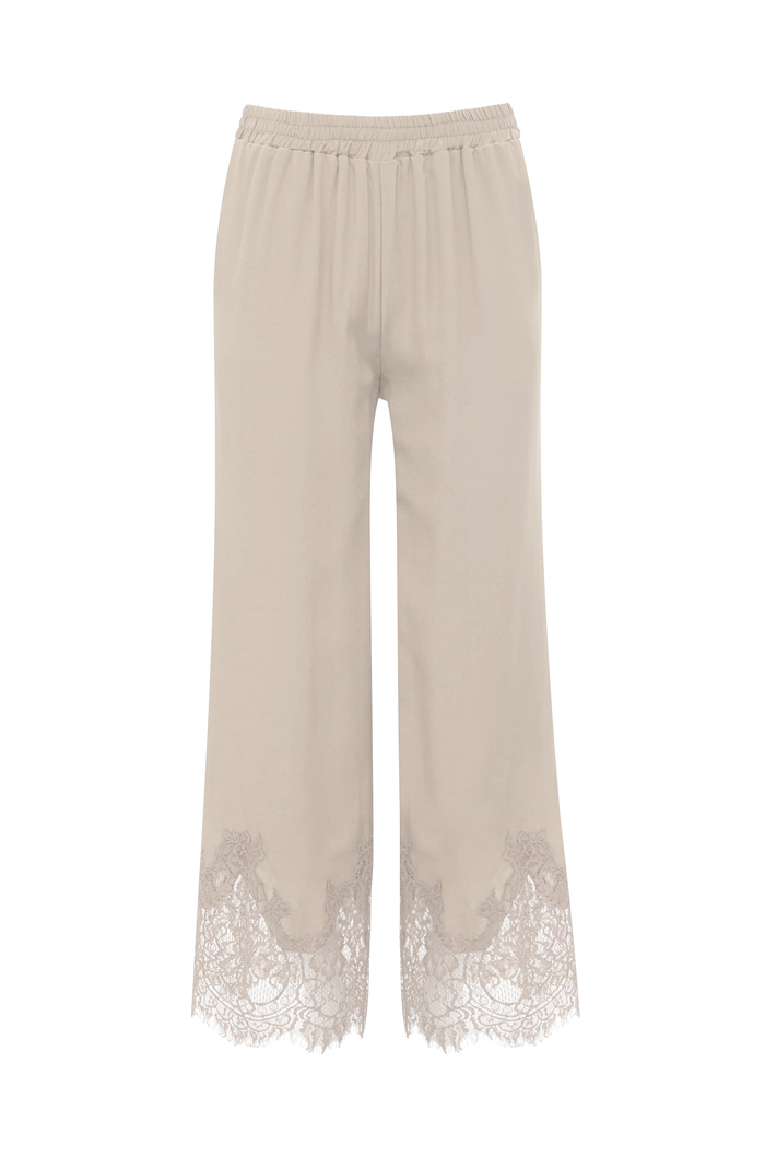 gold hawk Claudette Lace Silk Pants - Pearl Crepe