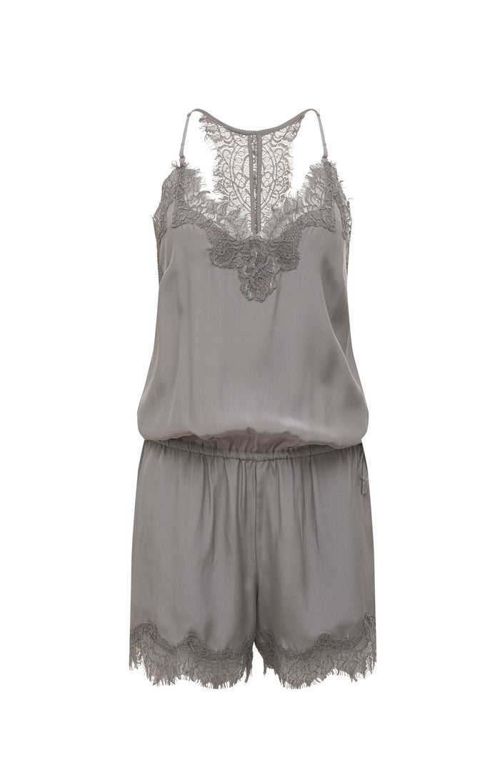 gold hawk Coco Lace Romper Chateau Grey