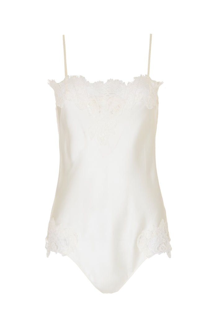 gold hawk Coco Lace Silk Bodysuit - Dove