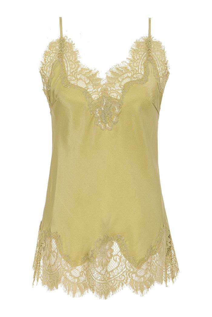 gold hawk Coco Lace Silk Cami Light Chartreuse
