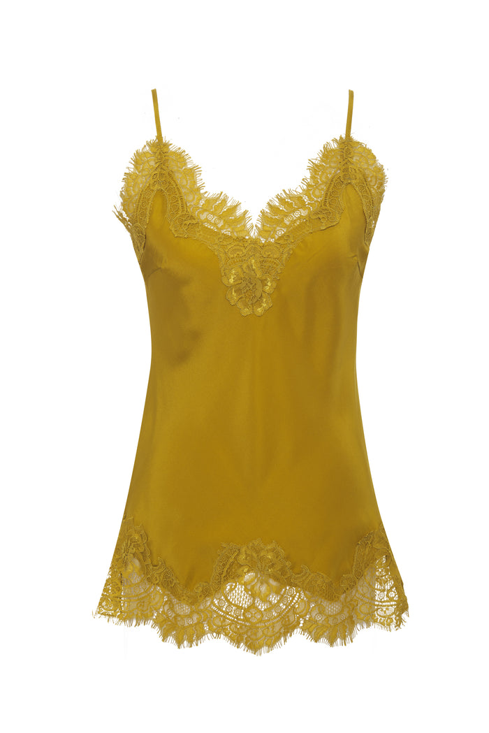 gold hawk Coco Lace Silk Cami Olive Oil