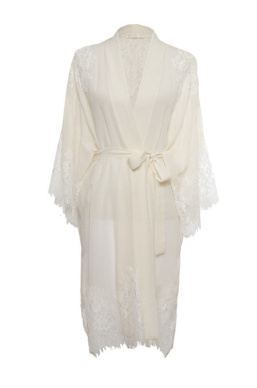 gold hawk Coco Lace Silk Kimono - Dove