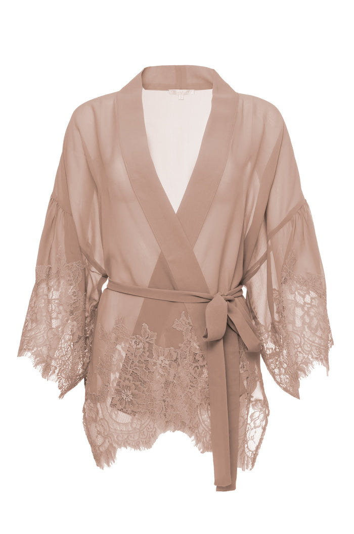 gold hawk Coco Silk Lace Kimono - Rose Taupe
