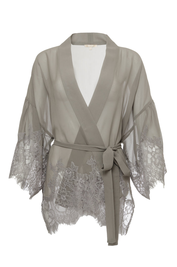 gold hawk Coco Silk Lace Kimono -Steeple Grey