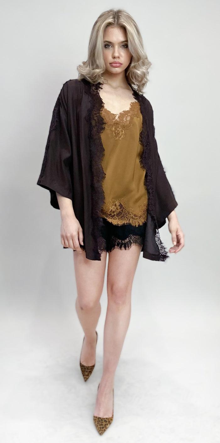 Gold Hawk Coco Silk Shrug Black