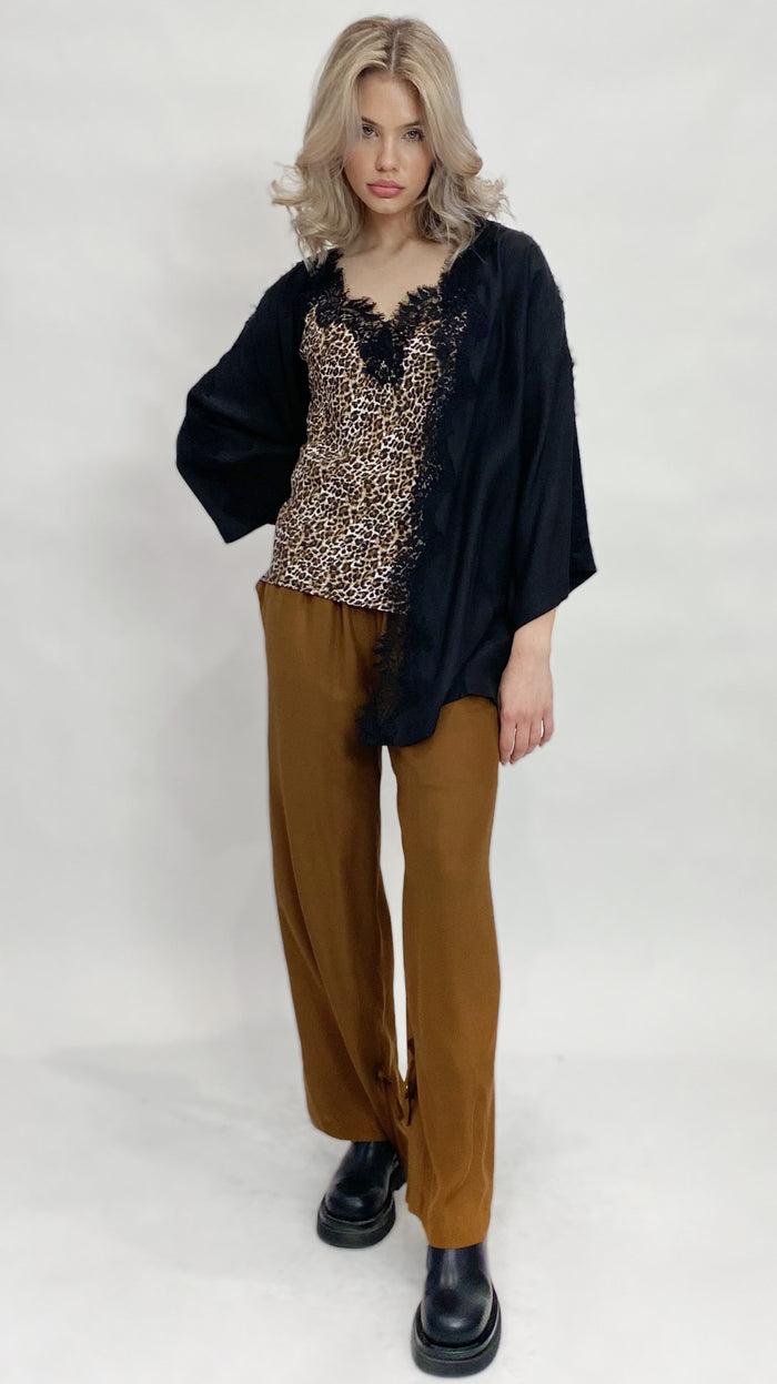 Gold Hawk Coco Silk Shrug Black