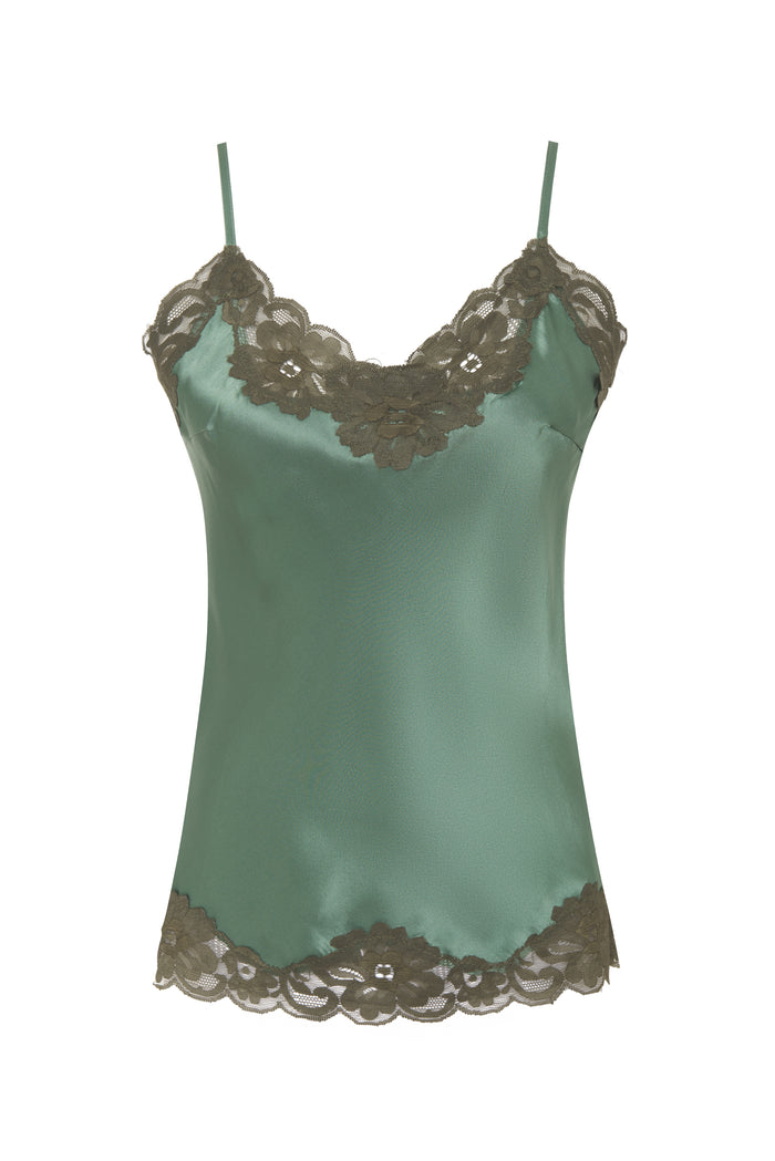 Gold Hawk Contrast Floral Lace Silk Cami