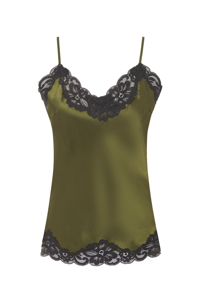 gold hawk Contrast Floral Lace Silk Cami