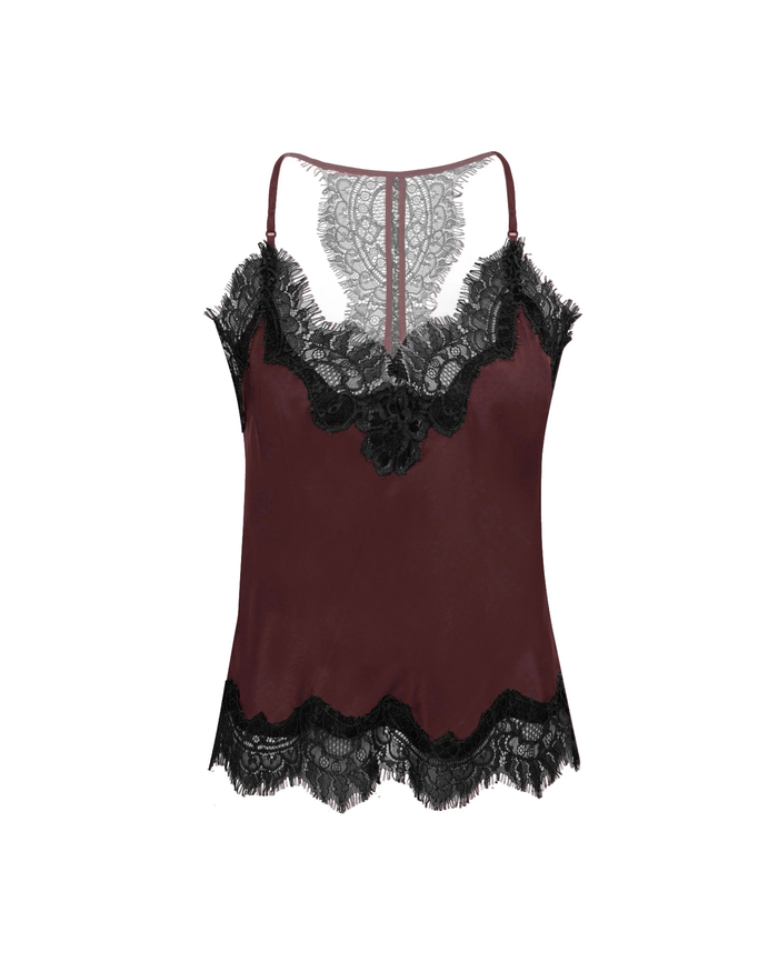 gold hawk Contrast Lucy Crop Cami Burgundy