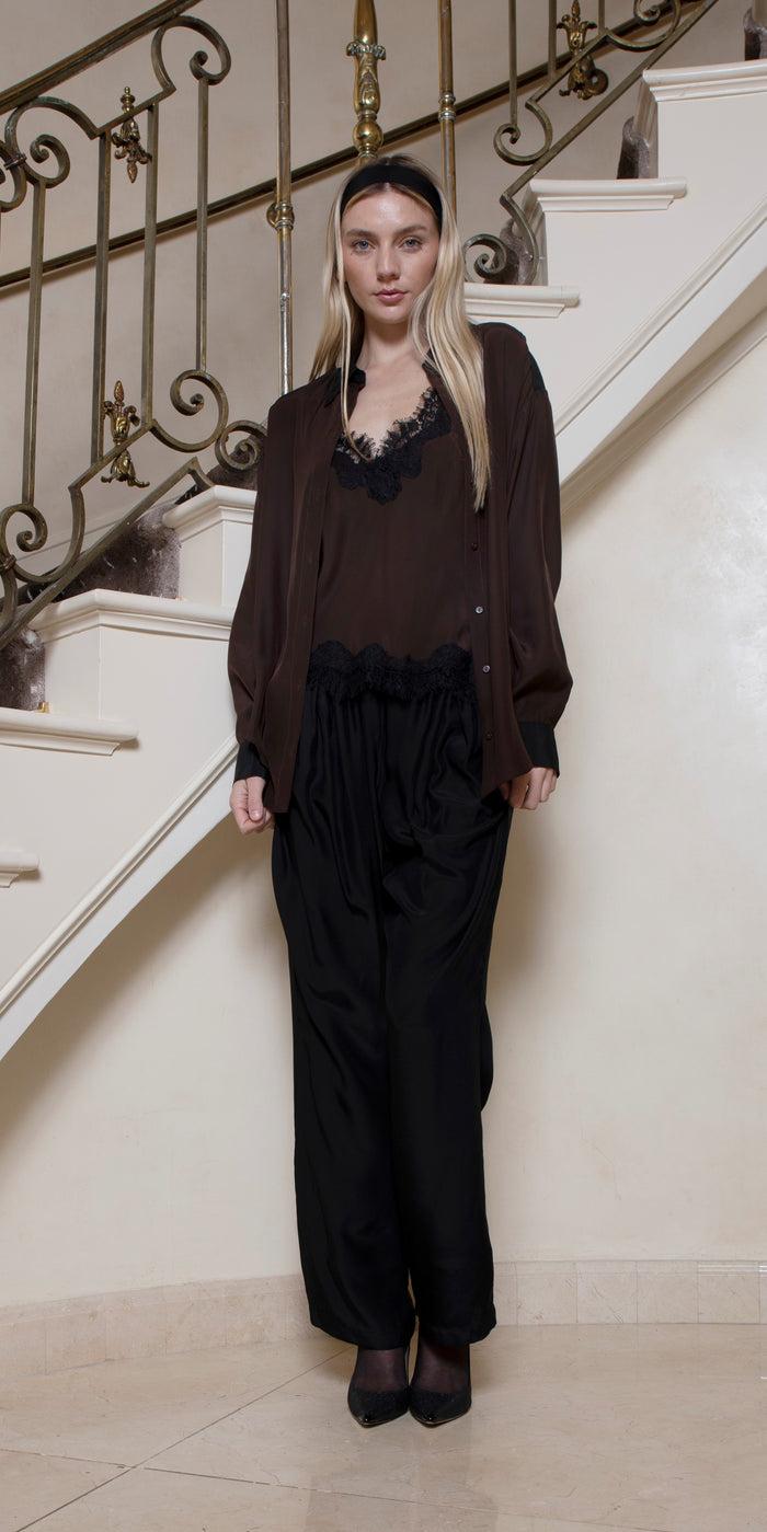 Gold Hawk Contrast Lucy Crop Cami Dark Chocolate