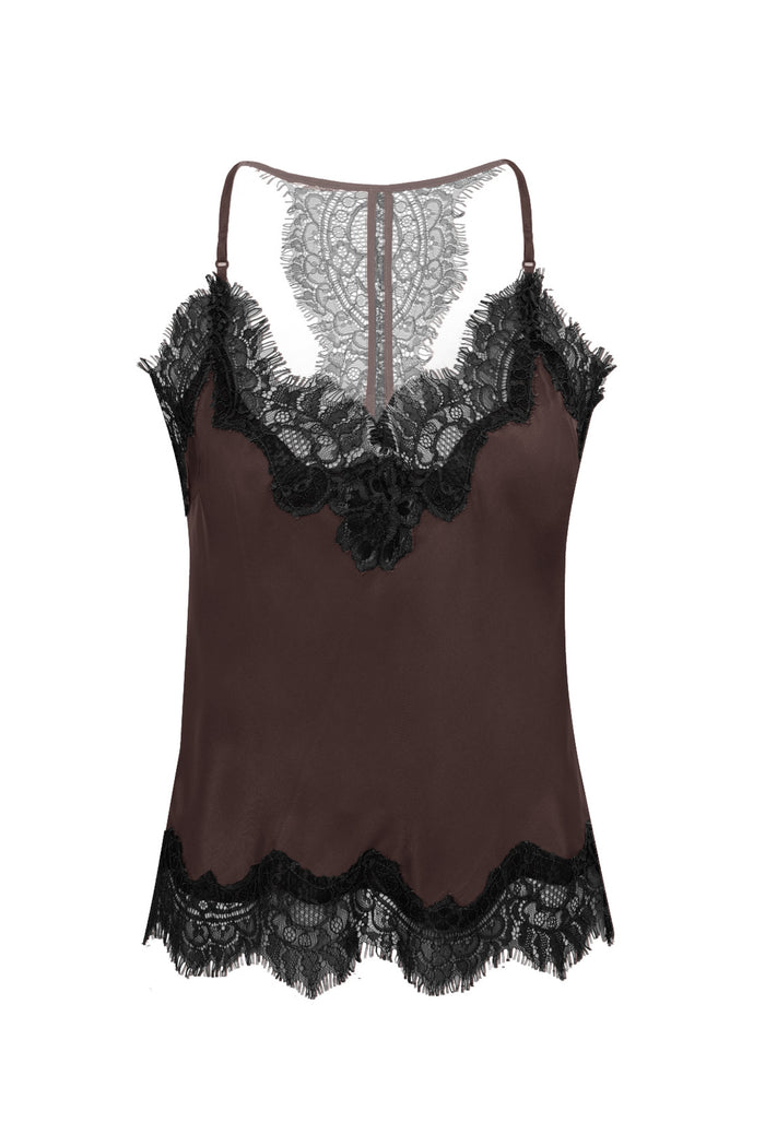gold hawk Contrast Lucy Crop Cami Dark Chocolate