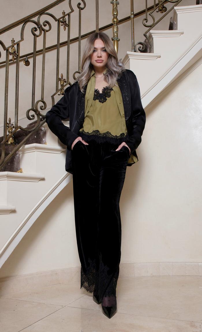 Gold Hawk Contrast Lucy Crop Cami Duffle Green