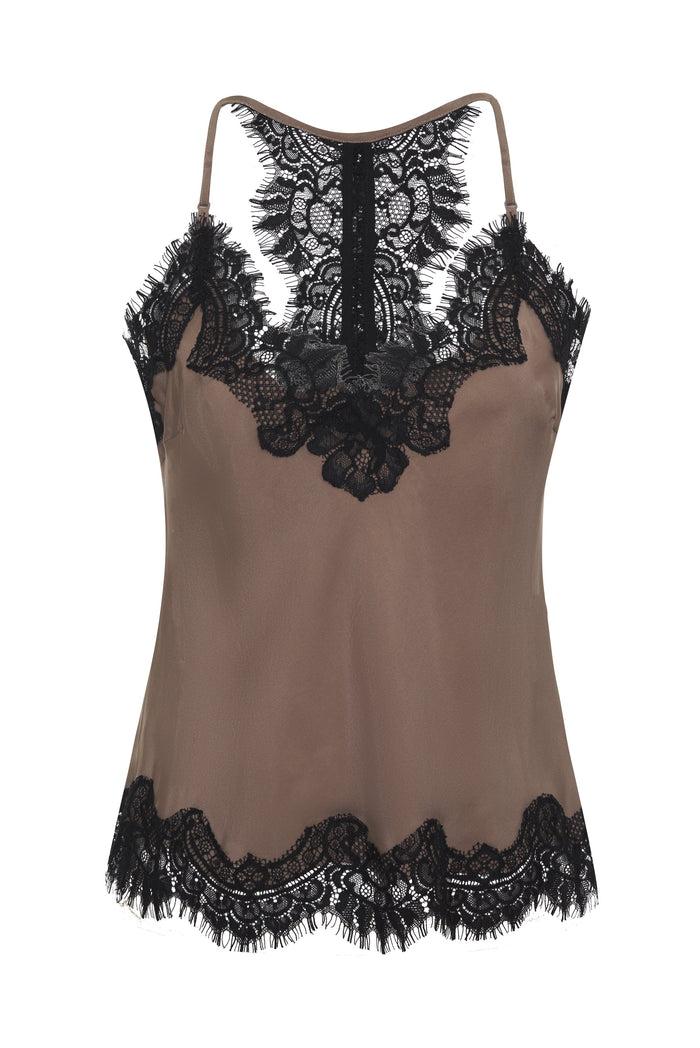 Gold Hawk Contrast Lucy Crop Cami Taupe