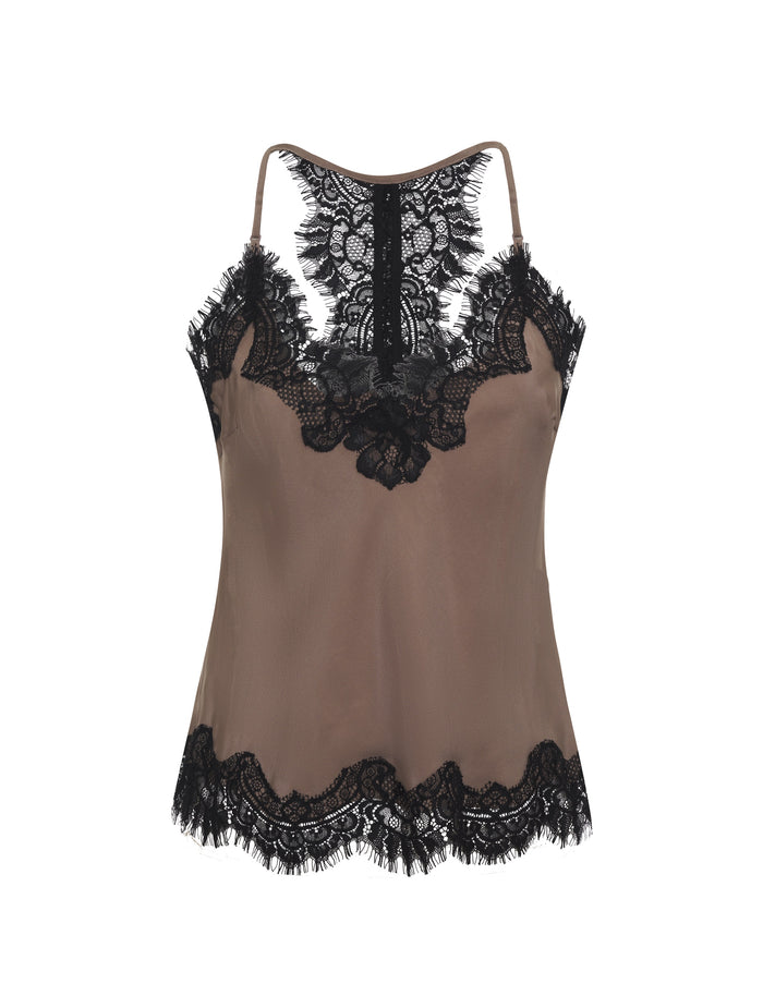 gold hawk Contrast Lucy Crop Cami Taupe