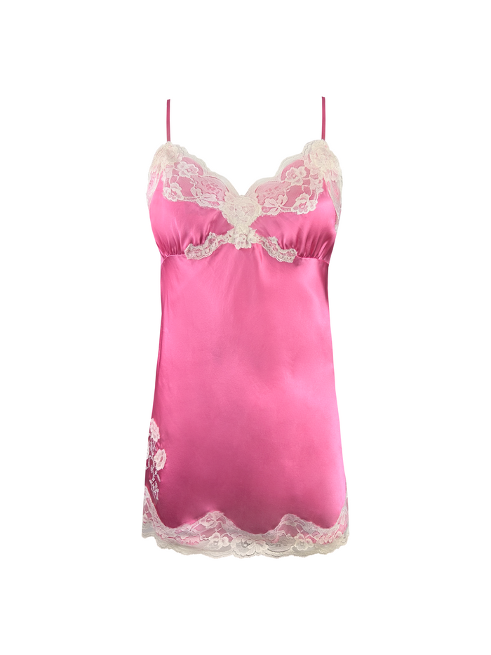 Gold Hawk Crossed Lace Applique Lace Chemise - Rose