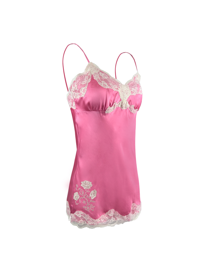 gold hawk Crossed Lace Applique Lace Chemise - Rose