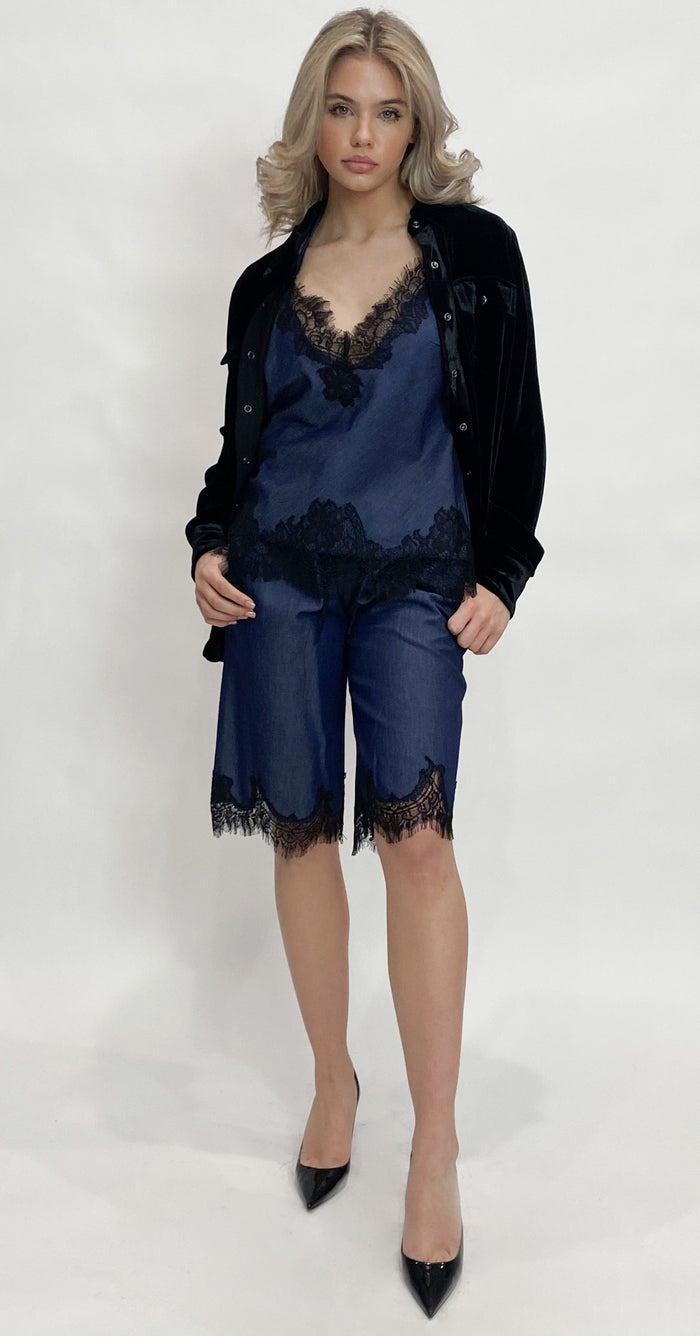 Gold Hawk Denim Tencel Crop Cami