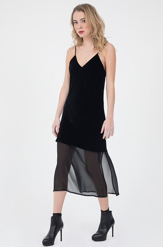 Gold Hawk Double Layer Velvet Silk Dress